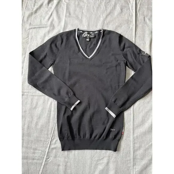 Alessandro Albanese Womens Size Small Black & Gray V Neck PullOver Sweater Horse - Picture 1 of 9